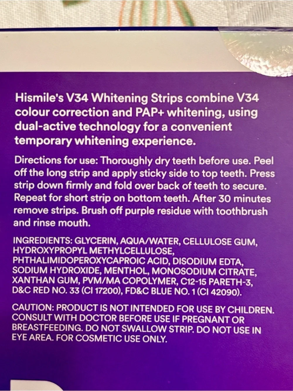 Hismile V34 Teeth Whitening Strips Color Corrector Purple Stain Treatment